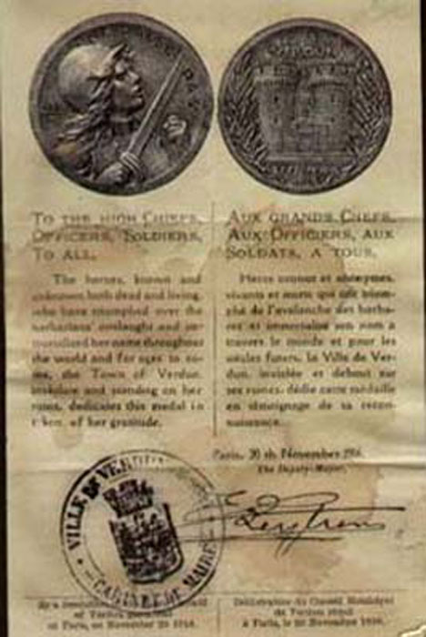 Délibération médaille de Verdun
