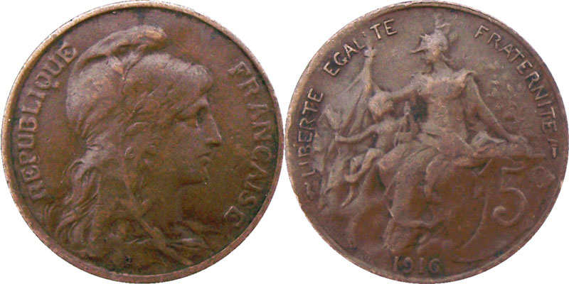 cinq centimes 1916