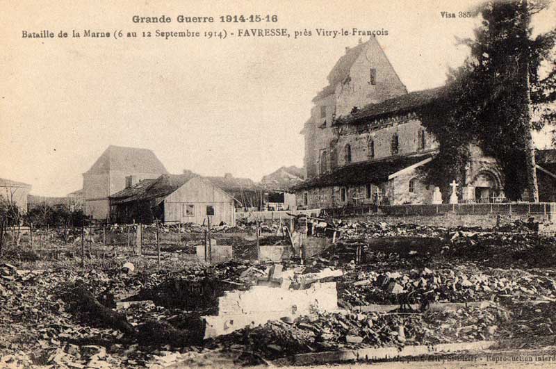 Bataille de la Marne, Favresse, 1914-1918.
