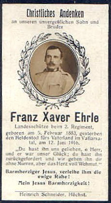 Franz-Xaver-Ehrle, soldat Allemand mort au combat.