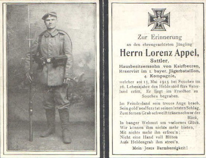 Herrn-Lorenz-Appel, soldat Allemand mort au combat.
