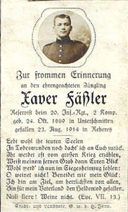 Xaver-Fähler, soldat Allemand mort au combat.